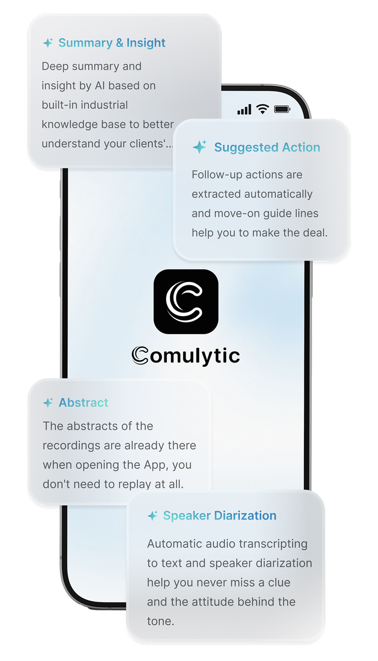 AI Note Taker App Features – Abstract, Summary & Insight, Speaker Recognition, Comulytic Note Pro