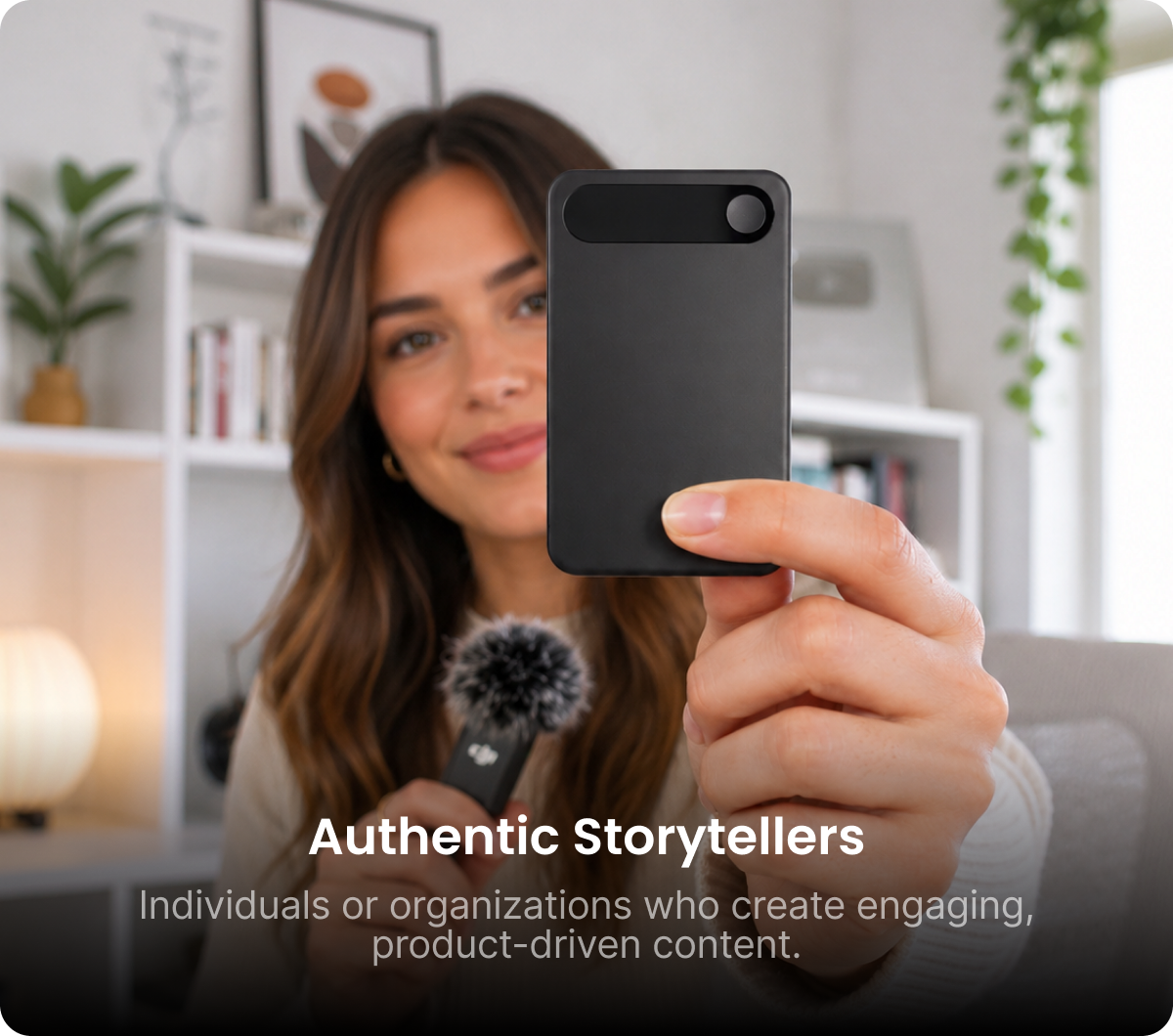 Authentic storyteller holding Comulytic Note Pro